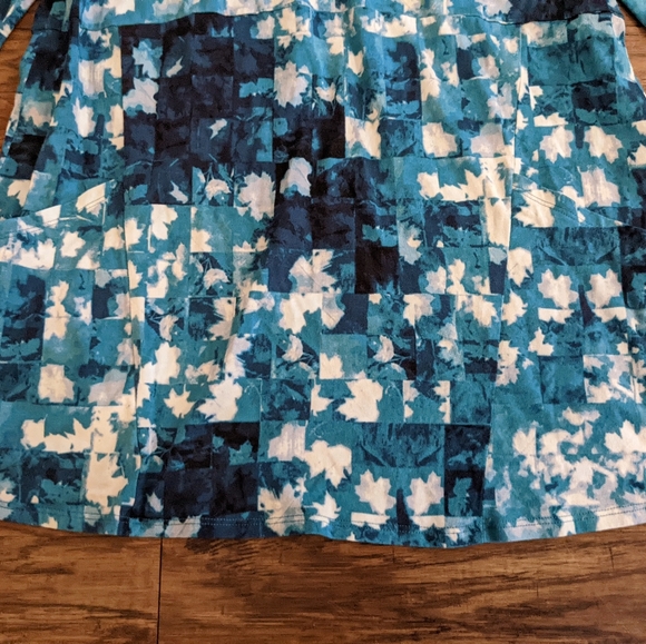 J. Jill Multi Color Blue Long Sleeve Tunic Top - Picture 6 of 10